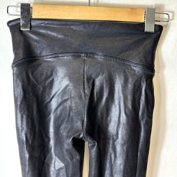Spanx Black Faux Leather High Waist Ankle Length Leggings Size Small - Picture 6 of 12